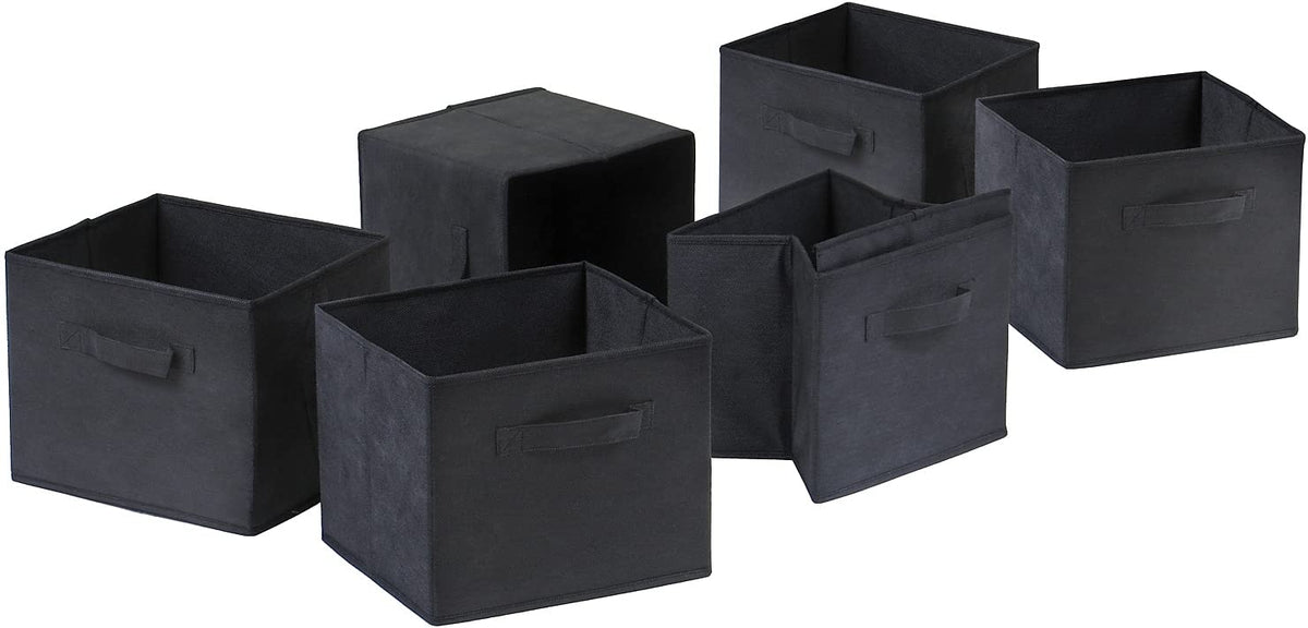 Winsome Capri Foldable Fabric Basket, Black, 6/Pack (22611)