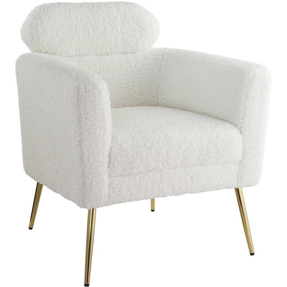 Acme Connock Fabric Upholstered Accent Chair in White Faux Sherpa