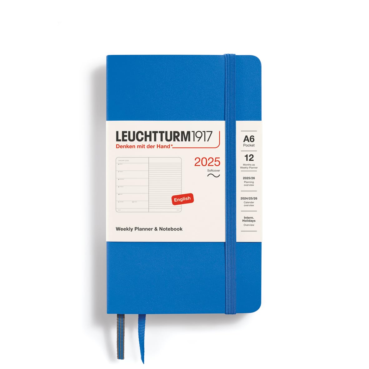 Leuchtturm1917 - Weekly Planner & Notebook 2025, Softcover, Pocket (A6), Sky (Jan 1 - Dec 31, 2025)