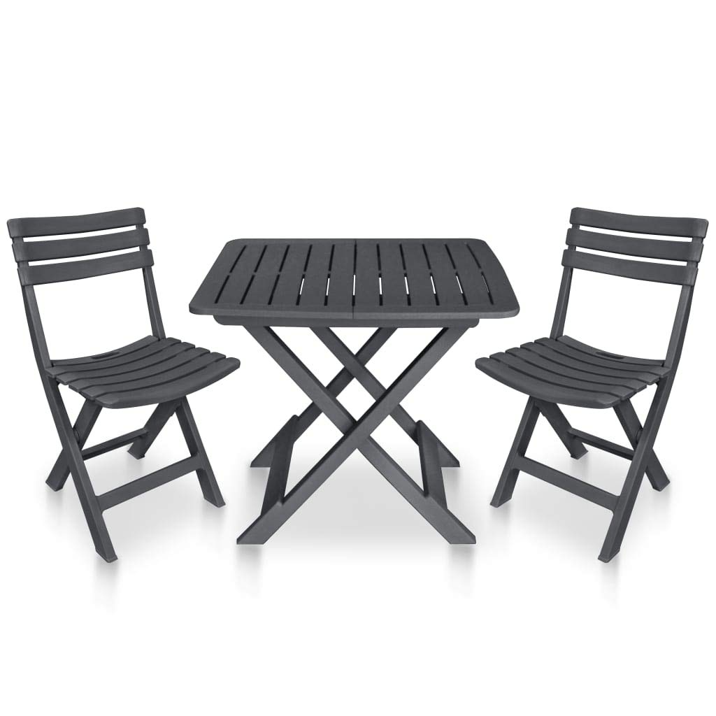 3 Piece Folding Bistro Set Plastic Anthracite