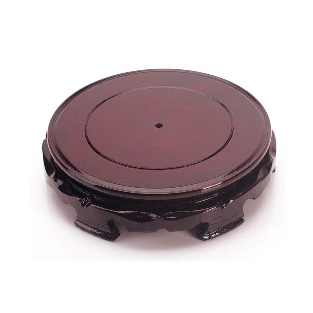 AKOAK Vintage Circular Wooden Vase Aquarium Table Lamp Teapot Base, Rotatable Home Decoration Display Stand (4.7'')