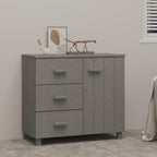 vidaXL Solid Pinewood Sideboard HAMAR - Light Gray Decorative Cabinet with 1 Door and 3 Drawers, Stable and Spacious Wooden Highboard Furniture