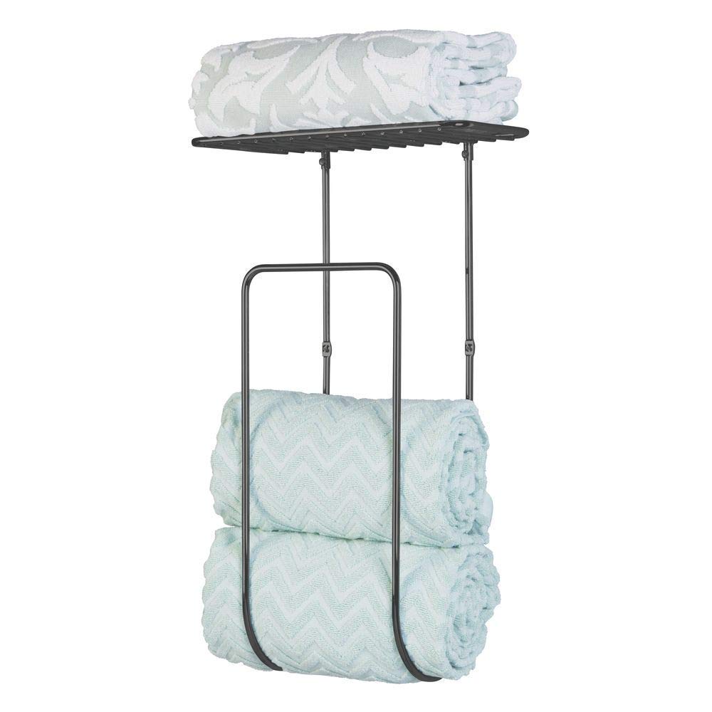 OGFC 282101 Classic Decorative Metal Wall Mount Towel Rack Holder and Organizer for Storage of Bathroom Towels, Washcloths, Hand