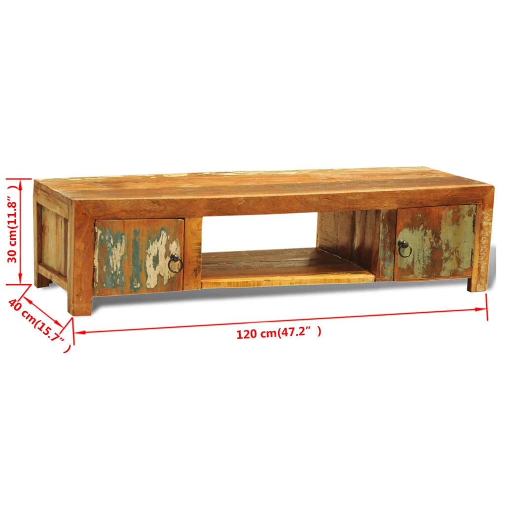 vidaXL Reclaimed Solid Wood TV Stand with 2 Doors - Antique-Style Wooden Cabinet with Storage Drawers and Shelves - Handcrafted and Multi-Color Vintage Design