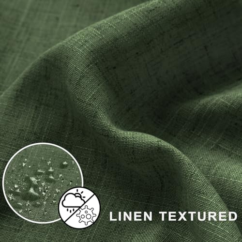 Koufall Olive Green Waterproof Linen Fabric Shower Curtain 72 By 84 Inch Length