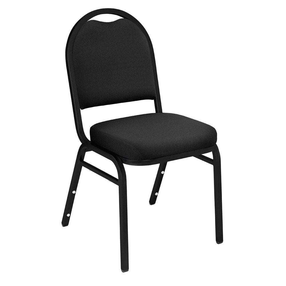 National Public Seating Premium Fabric Upholstered Stack Chair, Ebony Black Seat/Black Sandtex Frame