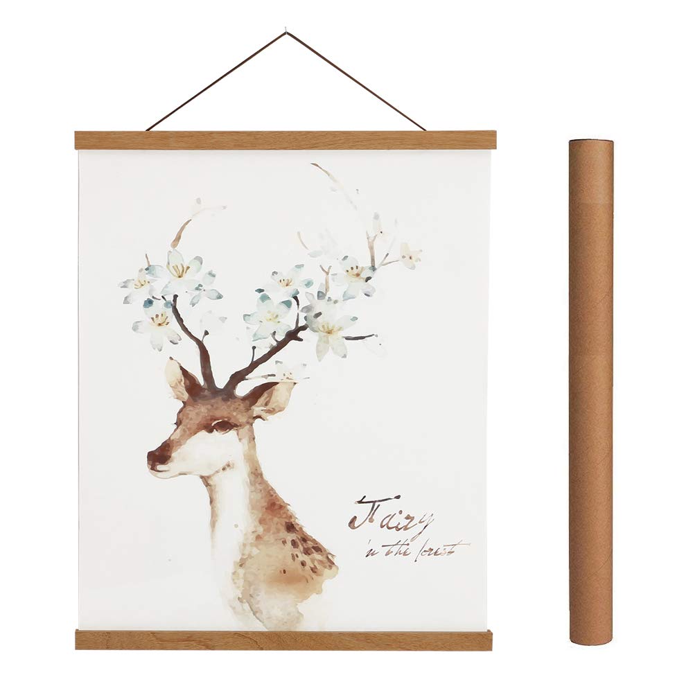 Magnetic Poster Hanger Frame, Light Wood Wooden Magnet Canvas Artwork Print Dowel Poster Hangers for 15x36 15x30 15x21 Frames Ha