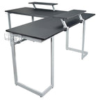 Techni Sport Warrior L-Shaped Gaming Desk With Mdf Panel, Computer Desk With Scratch Rust Resistance Steel Frame, Black