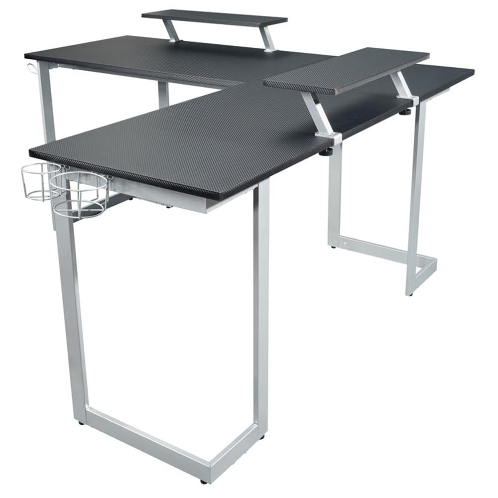 Techni Sport Warrior L-Shaped Gaming Desk With Mdf Panel, Computer Desk With Scratch Rust Resistance Steel Frame, Black