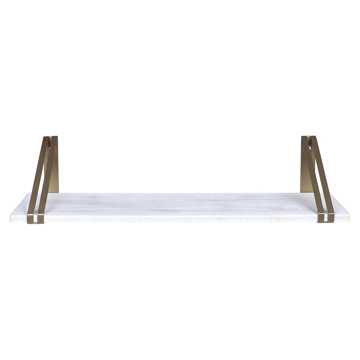 HomeRoots Multi 80% MDF Wood Veneer 20% Metal White and Gold Metal Wall Shelf