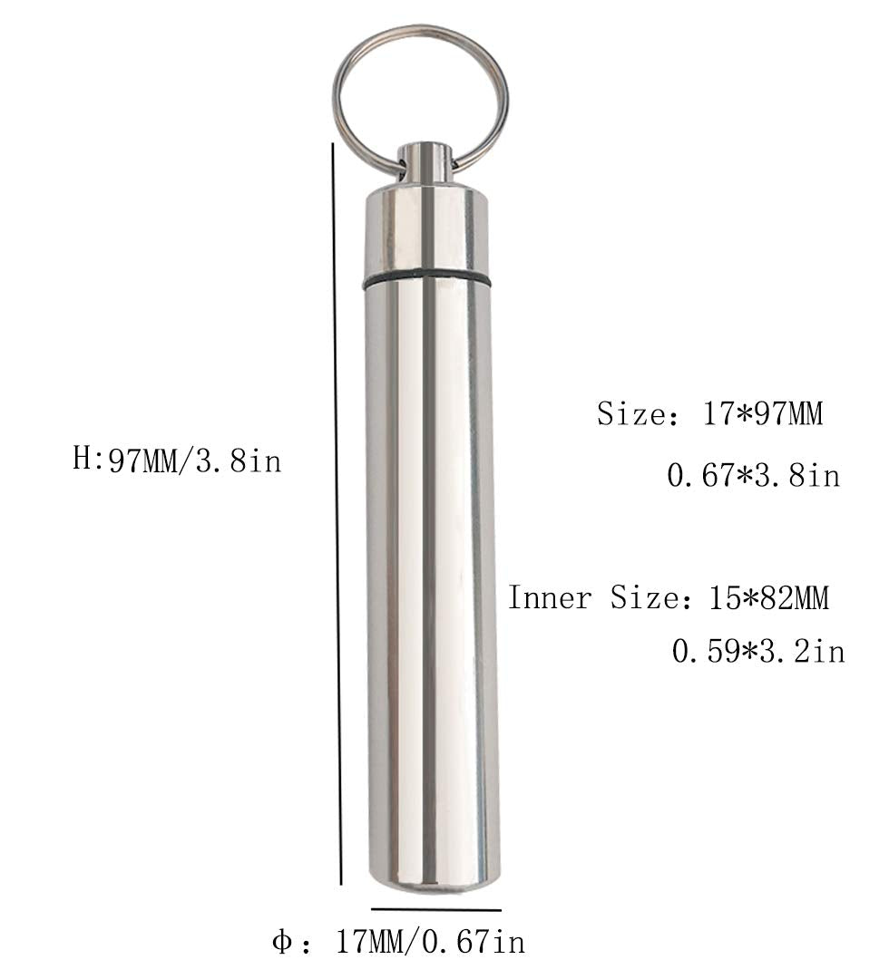 Fayala 4 Packs 2 Size Aluminum Waterproof Pocket Toothpick - Keychain Metal Container With Hook