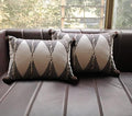 Amitra Cotton With PomPom Embroidered Stitched Zippered Cushion Cover (Multicolor) | 12 X 18 Inches | Set Of 4|