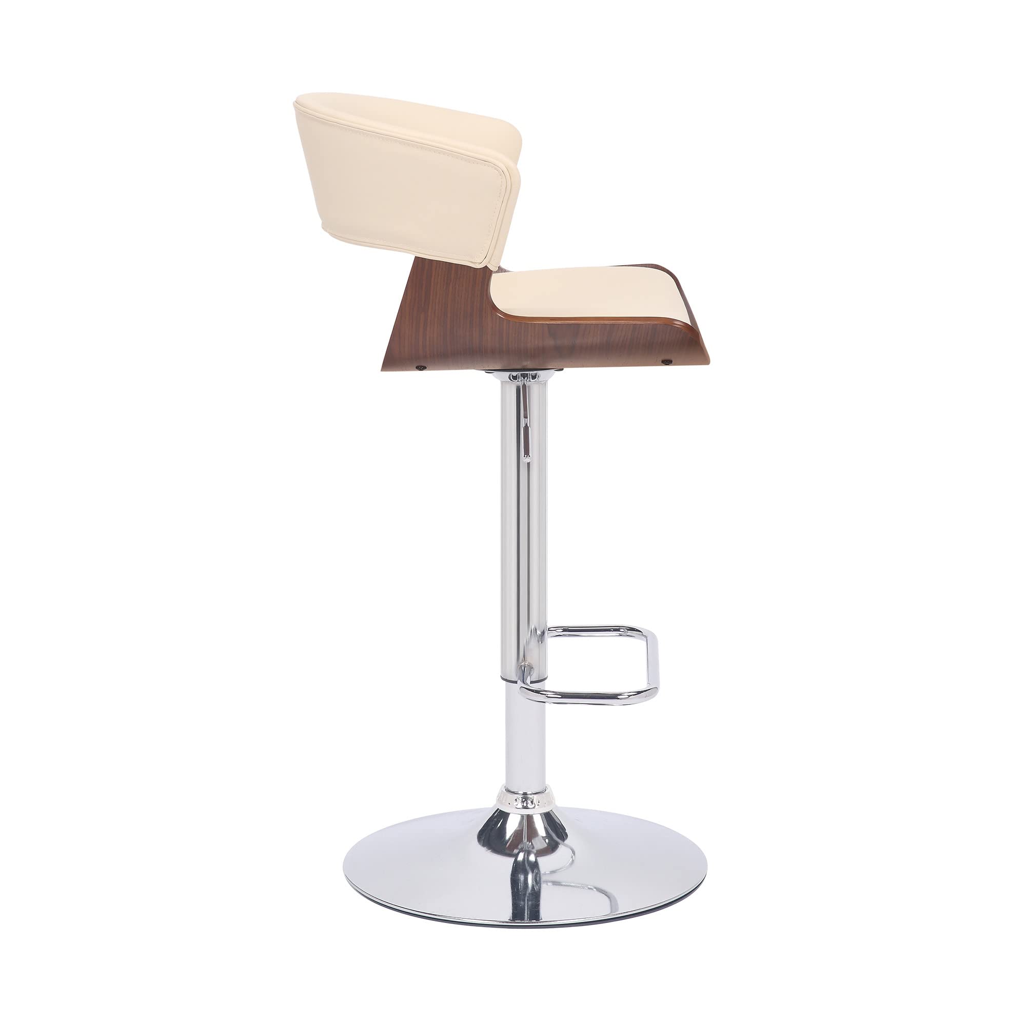 HomeRoots Wood, Metal, Foam Faux Leather Cream Faux Leather Adjustable Swivel Wooden Bar Stool