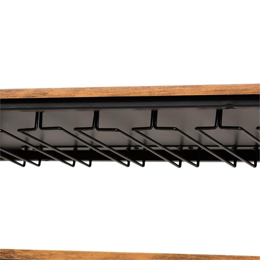 Baxton Studio Black Metal and Walnut Finished Wood Mobile Wine Bar Cart