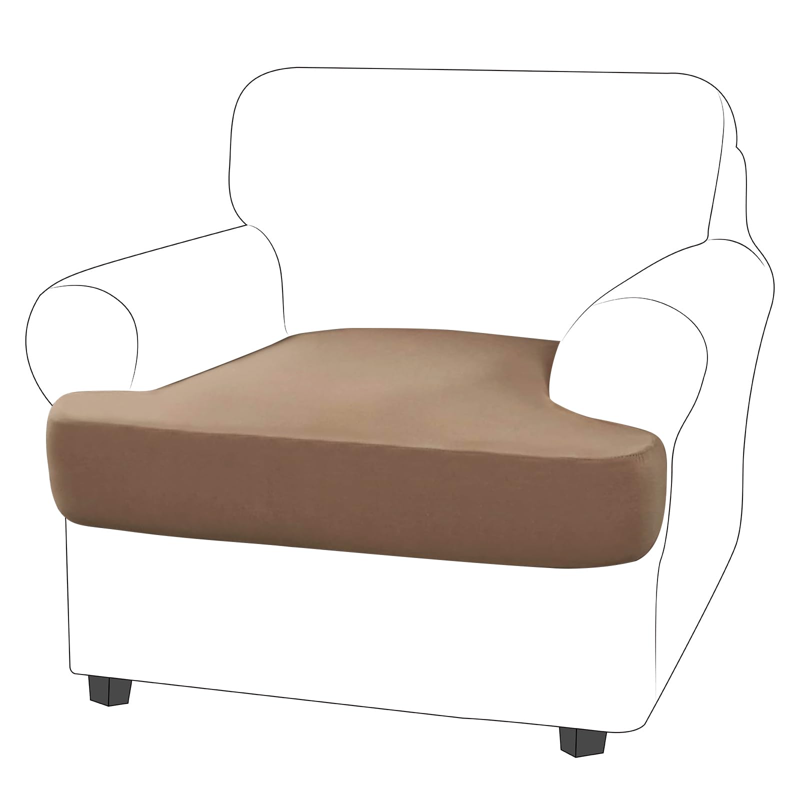 Molasofa T-Cushion Sofa Seat Slipcovers Set, Couch Furniture Protector For Sectional, Armchair, Loveseat - Pets - Stretch Spandex Fabric (1 Cushion Armchair,Brown)