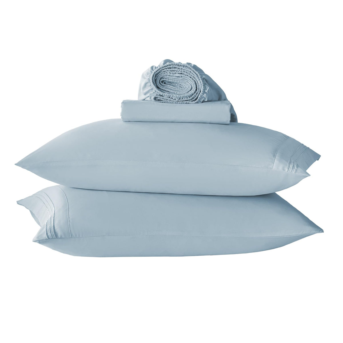Baby Blue Full Size Bed Sheet Sets-Deep Pocket Fitted Sheet & Pillowcase Sets-4 Piece Soft Cooling Microfiber Bedsheets For Doub