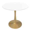 Bristol 24 round dining table Gold Base With White Top
