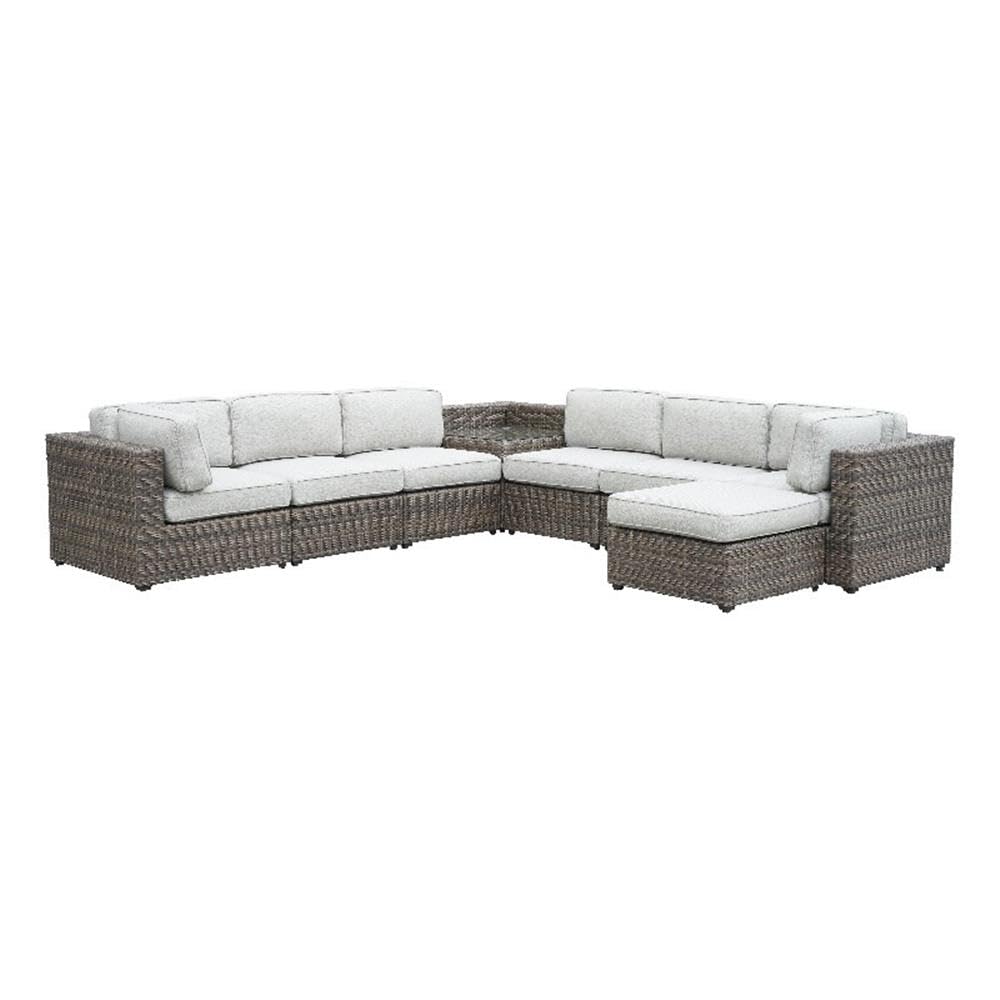 Tamyra Driftwood Gray 7-Piece Wicker Sectional