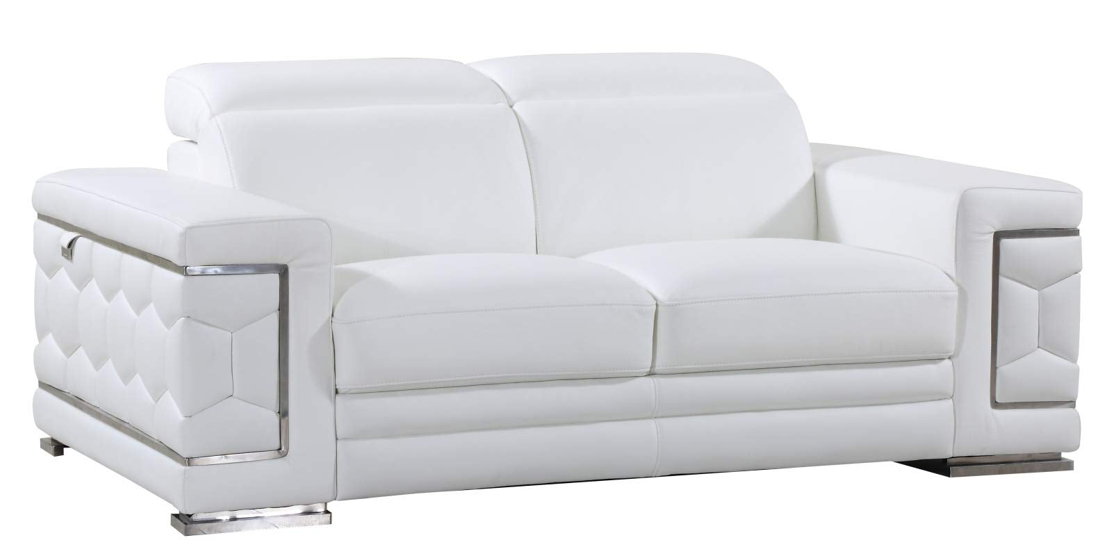 HomeRoots 71" Sturdy White Leather Loveseat