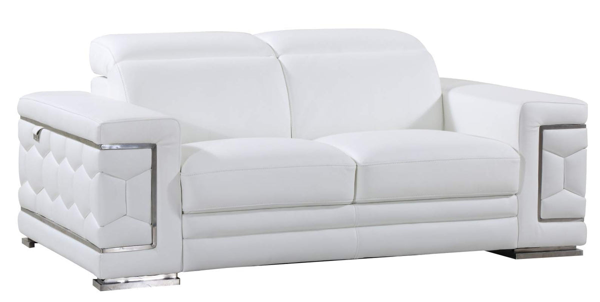 HomeRoots 71' Sturdy White Leather Loveseat