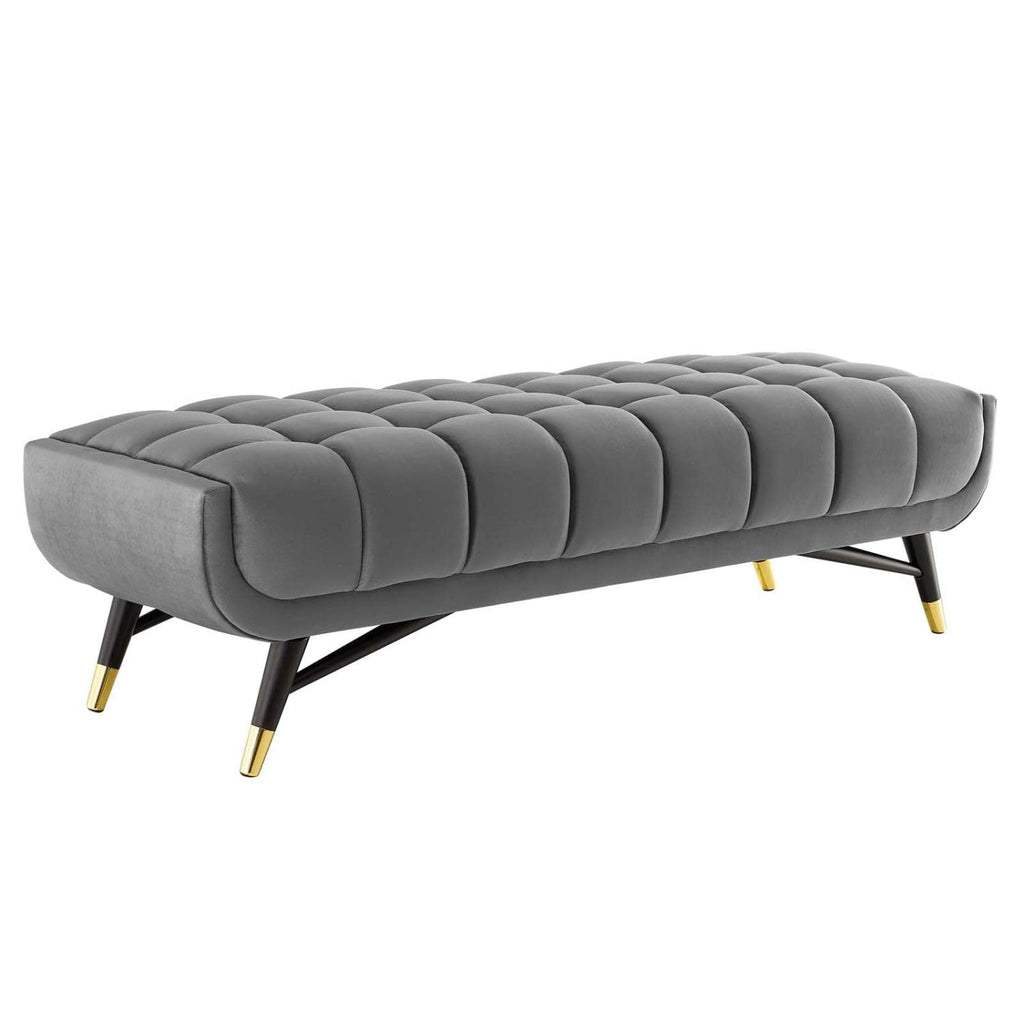 Modway Adept 60" Performance Velvet Bench In Gray