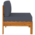 vidaXL Solid Acacia Wood Middle Sofas 2 pcs Set with Dark Gray Cushions - Durable, Sturdy, Easy-to-Clean Outdoor Furniture