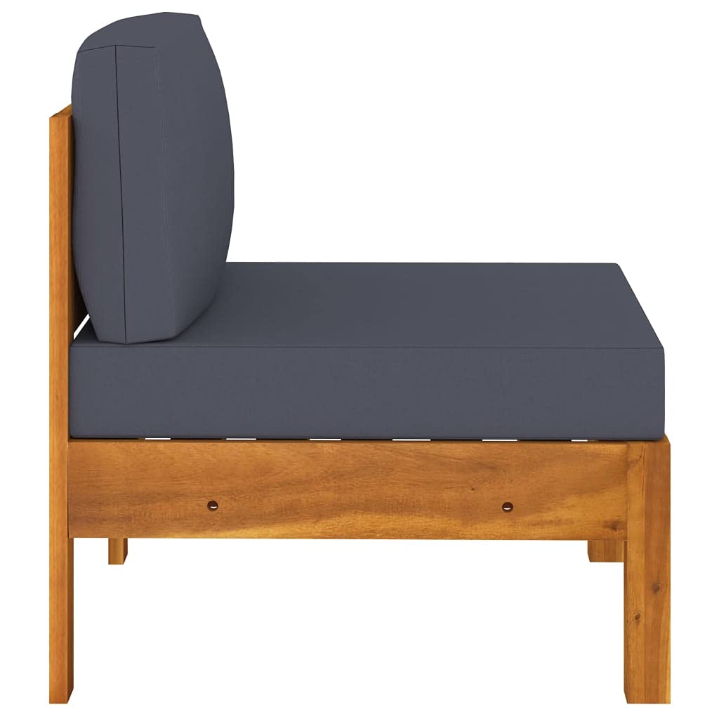 vidaXL Solid Acacia Wood Middle Sofas 2 pcs Set with Dark Gray Cushions - Durable, Sturdy, Easy-to-Clean Outdoor Furniture