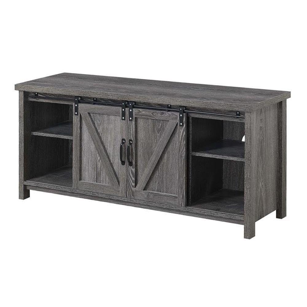 Convenience Concepts Blake Barn Door TV Stand with Shelves and Sliding Cabinets for TVs up to 60 Inches, Weathered Gray