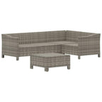 vidaXL 5-Piece Outdoor Patio Lounge Set with Cushions in Gray, Weather-Resistant Poly Rattan Material, Modular Design, Comfortable Padded Seats & Back
