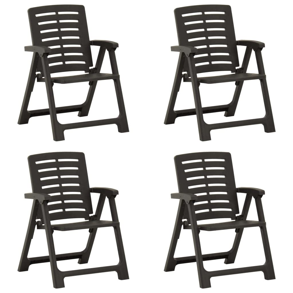 vidaXL 4X Garden Chairs Outdoor Patio Terrace Backyard Yard Seating Seat Summer Armchair Sitting Dinner Dining Chairs Furniture Plastic Anthracite