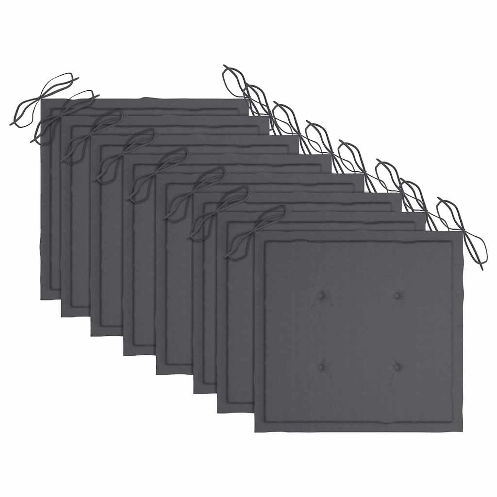 vidaXL 8-Piece Outdoor Dining Chair Set, Solid Acacia Wood Patio Chairs with Weather-Resistant Cushions, Rustic Charm Design, Brown Anthracite