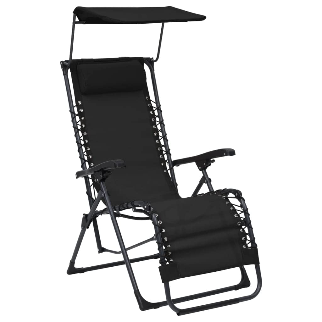 Vidaxl Folding Deck Chair Textilene Black