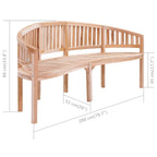 vidaXL 78.7" Solid Teak Wood Bench - Outdoor/Indoor Use - Banana-Shaped - Fine Sanded - Durable - Elegant Design
