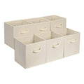 Amazon Basics Collapsible Fabric Storage Bins, Cube Organizer with Handles, 13 x 13 x 13 inch, Beige - Pack of 6