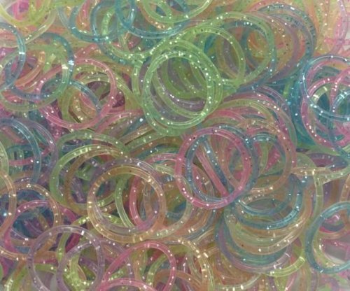 Generic Refill Bands Pack Of 1200 Glitter Style 1 Rubber Bands With 50 S-Clips