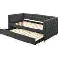 Acme Romona Button Tufted Fabric Full Daybed and Twin Trundle in Gray