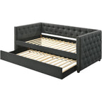 Acme Romona Button Tufted Fabric Full Daybed and Twin Trundle in Gray