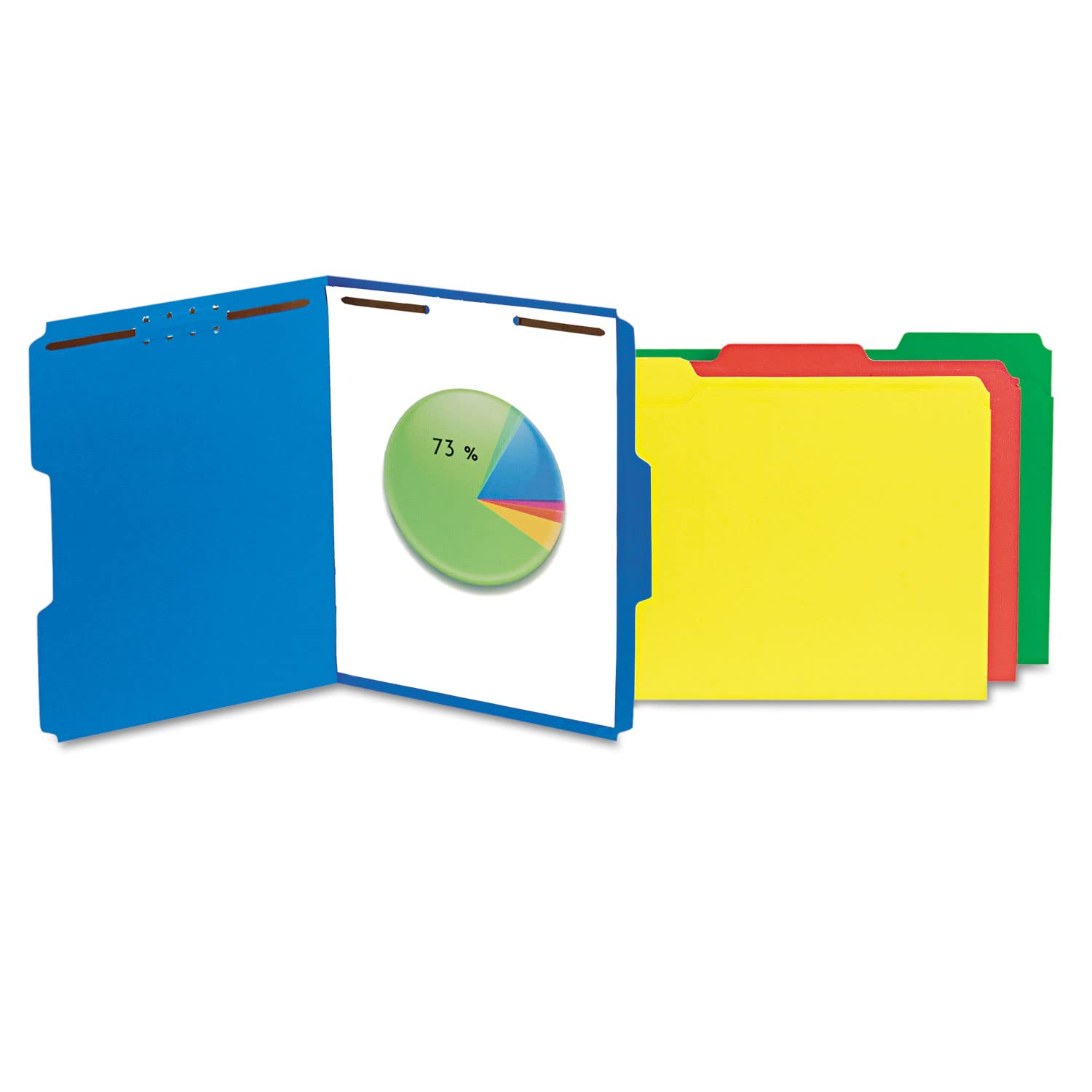 Universal 13521 Deluxe Reinforced Top Tab Folders, 2 Fasteners, 1/3 Tab, Letter, Blue, 50/Box