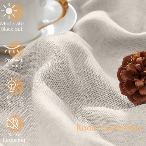 Jinchan Linen Textured 50% Blackout Curtain 108 Inches Long For Living Room Curtain Extra Long White Curtain Thermal Insulated Grommet Top Window Drape For Bedroom Curtain 1 Panel Stone White