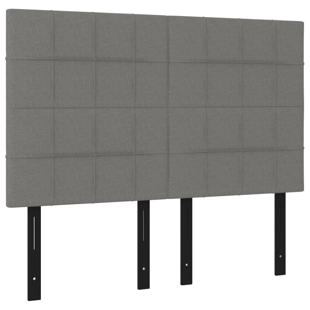 Vidaxl Dark Gray Headboards 4 Pieces, Made Of Engineered And Solid Larch Wood, Fabric Finish, Foam Filled, Ideal For Any Bedroom Decor