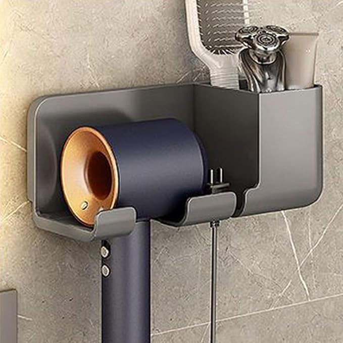 GLIVE (LABEL) Multifunctional Plastic Wall Mounted Hair Dryer Storage Shelf, SelfAdhesive Hair Dryer Rack, Perfect for Bathroom