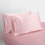 Homiest 3Pcs Satin Sheets Set Luxury Silky Satin Bedding Set With Deep Pocket, 1 Fitted Sheet + 1 Flat Sheet + 1 Pillowcase (Twin Size, Blush Pink)