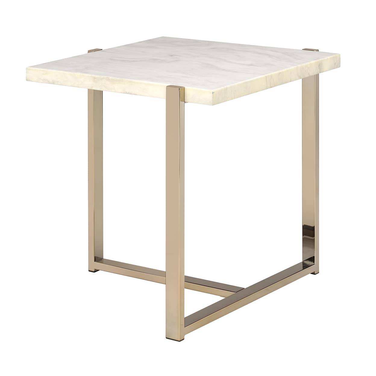 ACME Furniture Feit End Table, Faux Marble & Champagne