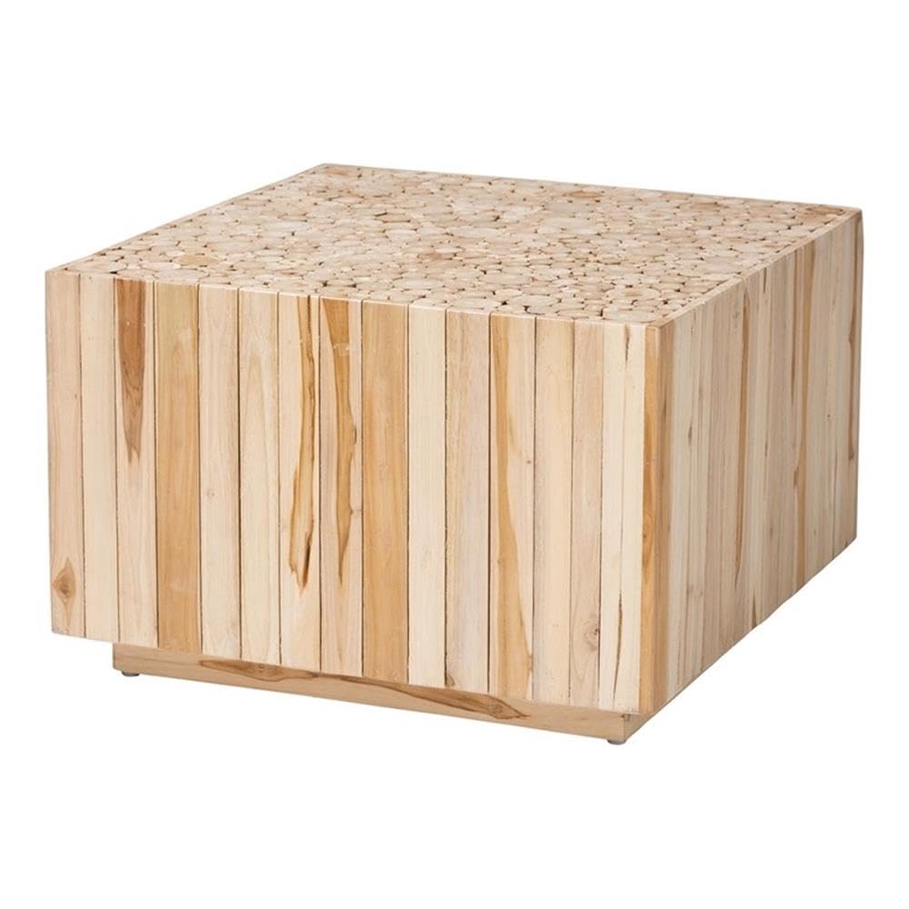 bali & pari Augusta Teak Wood Coffee Table with Unique Repurposed Wood Logs