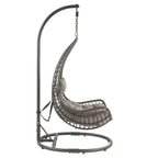 ACME Uzae Wicker Patio Hanging Chair with Metal Stand in Gray and Charcoal