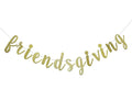 Friendsgiving Banner for Thanksgiving Day Friends Party Decorations Pre-strung Home Garland (Gold Glitter)