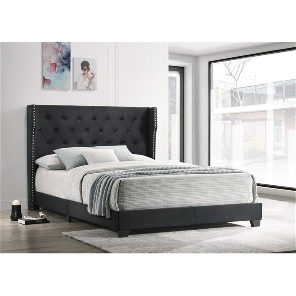 Best Quality Furniture Velvet Corduroy Twin Panel Bed Frame - Thumbnail 3