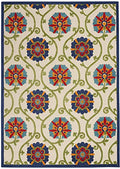 HomeRoots Blue/Multicolor 100% Polypropylene 6’ x 9’ Blue Vines Indoor Outdoor Area Rug