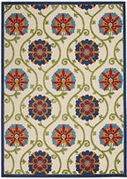 HomeRoots Blue/Multicolor 100% Polypropylene 6’ x 9’ Blue Vines Indoor Outdoor Area Rug