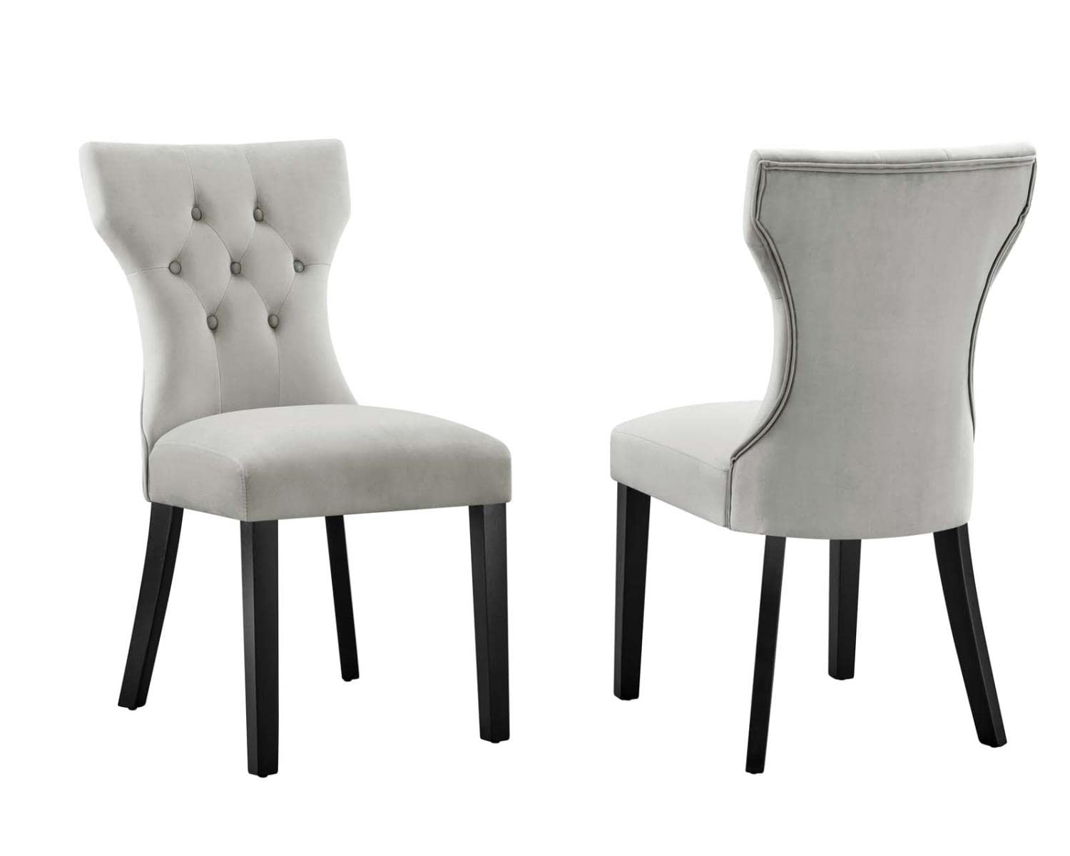 Modway Silhouette Velvet Set Of 2 Dining Chair With Light Gray Eei-5014-Lgr